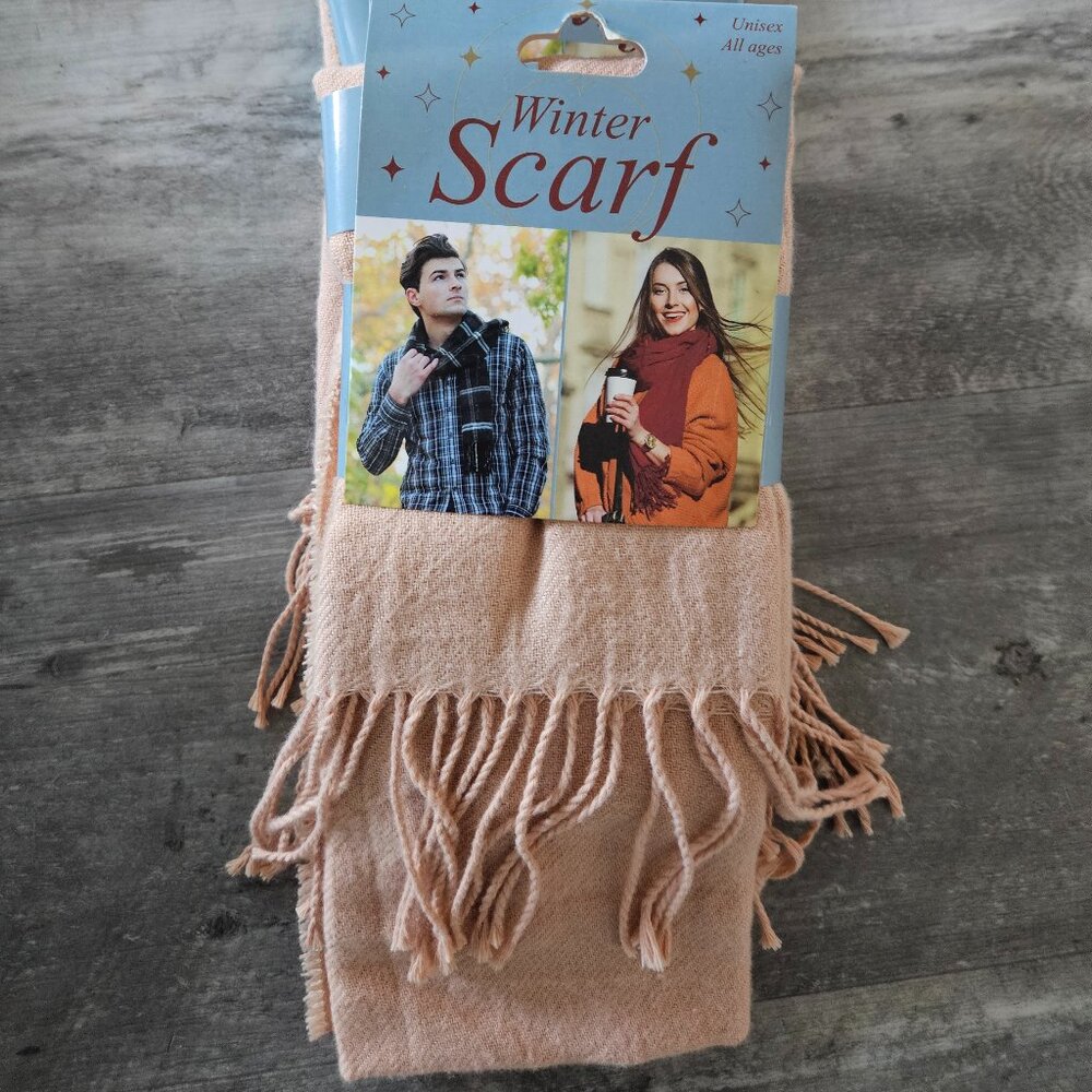 NEW Cream Winter Scarf 100% Polyester 13in x 72 in Unisex All Ages